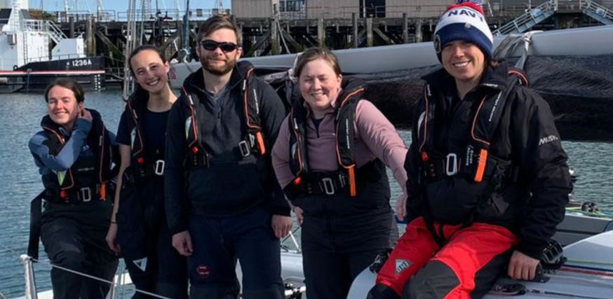 TeamO Marine Lifejackets worn by the RNSA Royal Naval Sailing Association crew of Corby 29 Cutlass for the Solent 2021 sailing season