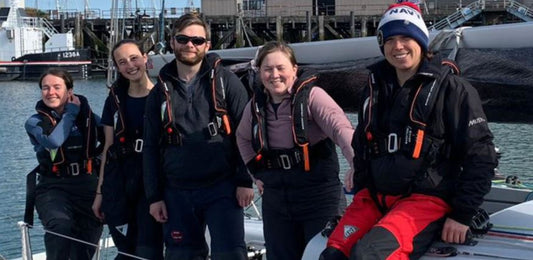 TeamO Marine Lifejackets worn by the RNSA Royal Naval Sailing Association crew of Corby 29 Cutlass for the Solent 2021 sailing season
