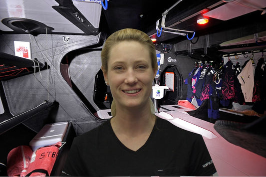 TeamO's Lauren Mead in front of a Zoom background